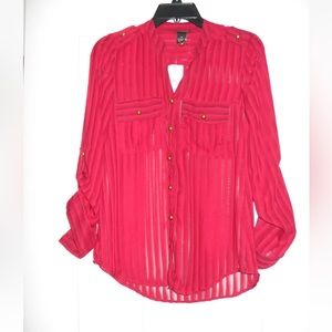Juniors Rue 21 burgundy colored see through long sleeve top size xsmall NEW.